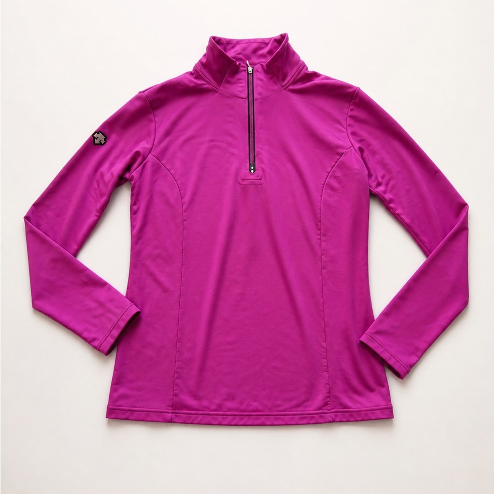 Descente Women’s Pink Magenta Half Zip Performance Top Size L Athletic Ski Golf